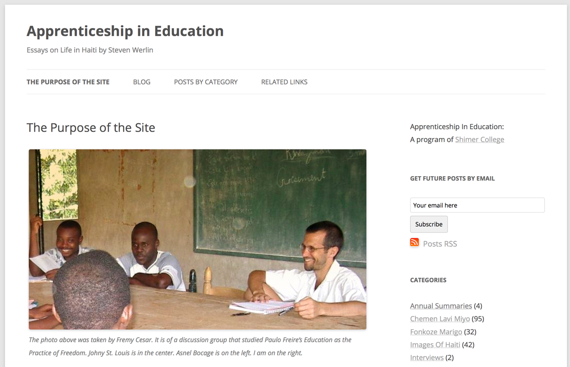 The new ApprenticeshipInEducation.com, and How You Can Learn about Life in Haiti
