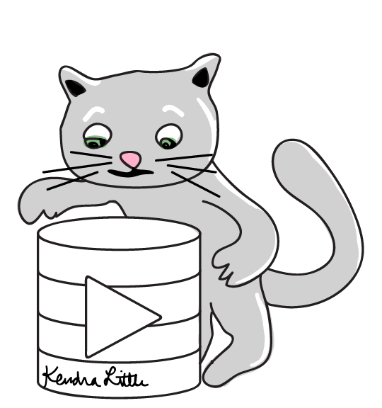 Illustration of a cat with a database