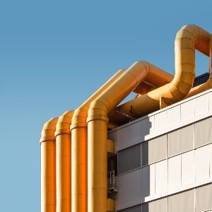 A photograph of industrial pipes