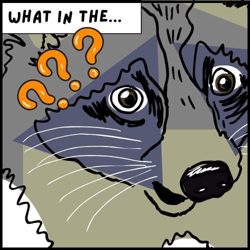 A horrified raccoon character expressing shock at discovering bad data modeling decisions